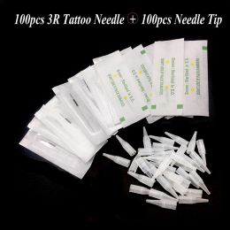 Needles 100 pièces aiguille de tatouage 3R et 100 pièces aiguille pointe capuchon maquillage Permanent sourcil stylo Machine jetable Agulhas Dermografo universel