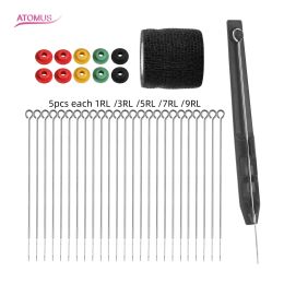 Agujas 1RL 3RL 5RL 7RL 9RL Kit de agujas de tatuaje profesional esterilizado vendaje para tatuaje pintura corporal pluma palo de mano Poke Liner