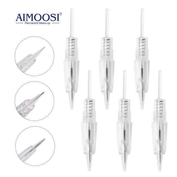 Agujas AIMOOSI 50/100 Unids Tatuaje Microblading Piercing Agujas Pluma Para Maquillaje Semi Permanente Ceja Labio Cosméticos PMU Máquina Suministros