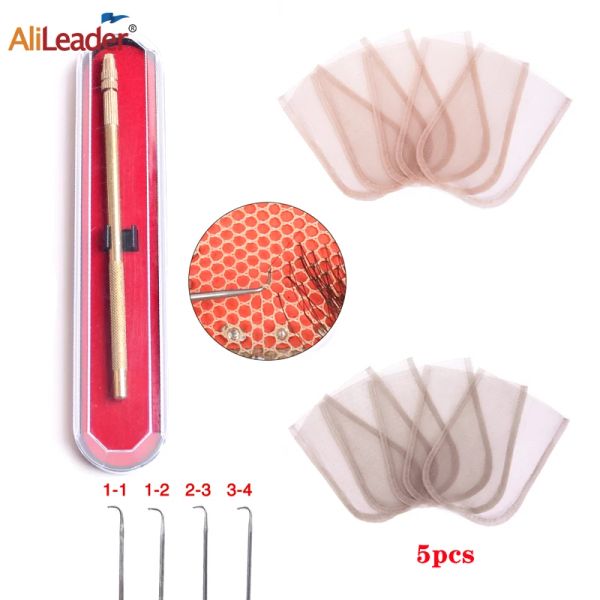 Agujas Alileader, nuevas agujas de ventilación para tejer con 4 Uds., aguja de ventilación profesional para hacer peluca, herramientas de ganchillo de encaje