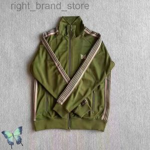 AIGUILLES rétro rayé veste papillon brodé haute qualité AWGE vert sangle pantalon Sport costume W220813