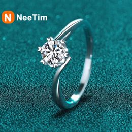 NeeTim 05ct 5mm bague laboratoire diamant Solitaire pour femmes promesse de fiançailles bijoux de mariage certifié GRA cadeau 240402