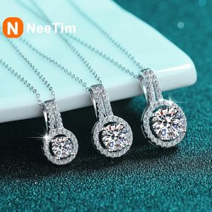 NeeTim 1ct 2ct 5ct D couleur diamant de haute qualité 18K plaqué or goutte pendentif collier bijoux fins cadeaux en gros 240118