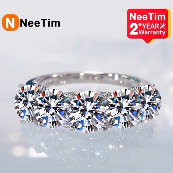 NeeTim 5mm 65mm bague complète pour femmes S925 en argent Sterling scintillant diamant bande anneaux de mariage bijoux GRA 240130