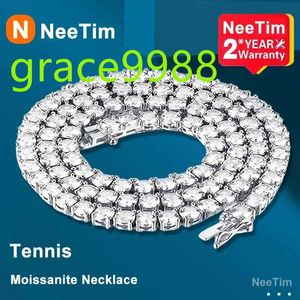 Neetim 925 STERLING Silver Real Moissanite Tennis Collier Bracelet For Women Men Lab Diamonds avec GRA Certificate Chain