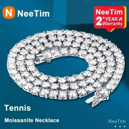 NeeTim – collier de Tennis en argent Sterling 925 véritable, Bracelet pour femmes et hommes, diamants de laboratoire avec chaîne de cou certifiée GRA, 240123