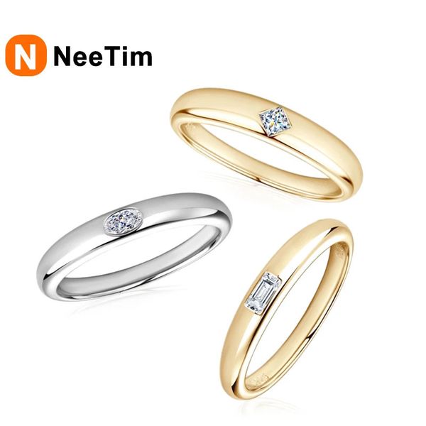 Neetim D Color Princess Oval Emerald Cut Ring 925 Sterling Silver Lab Diamond Engagement Anneaux pour femmes Band de mariage 240428