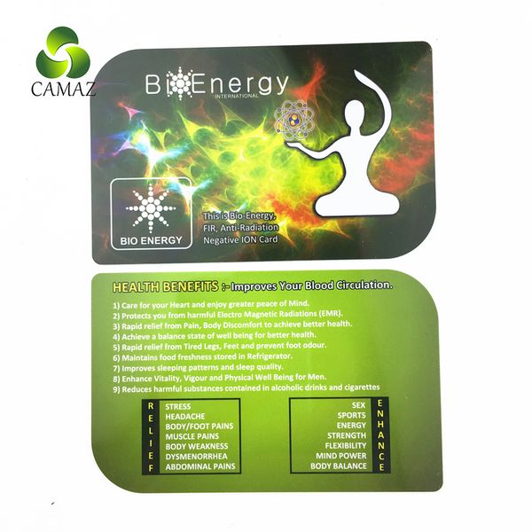 Carte Ion Camaz négative PVC Matière plastique Terahertz Scalar Energy Health Quantum Energy Saver Card Bio Energy Carte