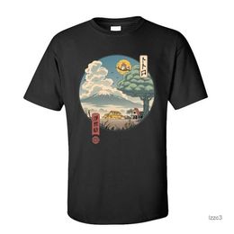 Buren ukiyo-e katoenen stof t-shirt voor mannen klassiek Japan-stijl korte mouw t shirt anime totoro t-shirt 220310 wv64