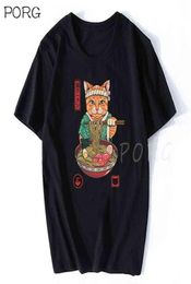 Neko Ramen Japan Cat Anime T-shirt Men039s Aesthée de haute qualité Tshirt vintage Cool Vintage Harajuku Camisetas Hom7592739