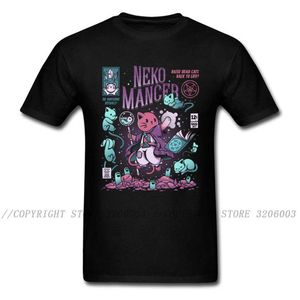 Nekomancer camiseta Dead Cats Back to Life camiseta hombres letra camiseta anime impresión tees ropa de algodón para hombre Japón negro tops kawaii 210623