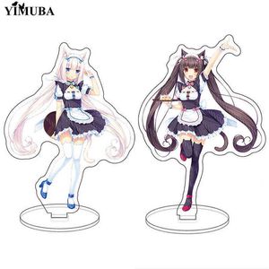 Nekopara Chocolat Vanilla Twin Sisters Stand Model Plate Portachiavi Desk Decor Cat Girls Figure acriliche Standing Sign Holder Gift AA220318