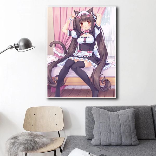 Nekopara Japanese Anime Affiche Chocola Vanilla Game Catgirl Manga Affiche HD Impressions Canvas Peinture Mur Images Home Decor