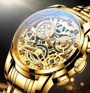 Nektom 2021 Men Watches Luxury Top Brand Gold Watch Roestvrij staal Big Male polshorloge Yellow Quartz Sports Watches voor MAN27311804438