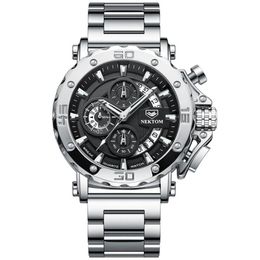 NEKTOM 316L roestvrij staal kwaliteit wijzerplaat en band herenhorloge hol mysterie lichtgevende quartz horloges nauwkeurige reistijd elegant 213q