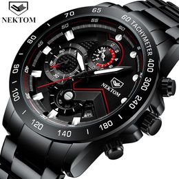 NEKTOM montres hommes étanche horloge analogique mode acier inoxydable étanche lumineux Sport montre MenRelogio Masculino346P