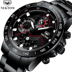 Nektom montres pour hommes étanche analogique horloge analogique mode en acier inoxydable étanche lumineux sport watch menrelogio masculino 2070