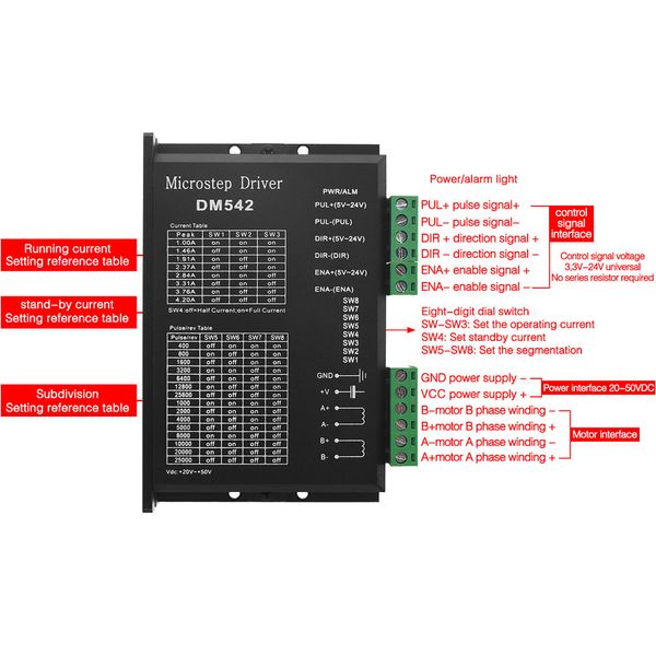 NEMA 23 23HS5628 MOTEUR DE SPEUR 57 MOTEUR 2,8A avec DM542 / TB6600 Microstartep Conducteur de stepy