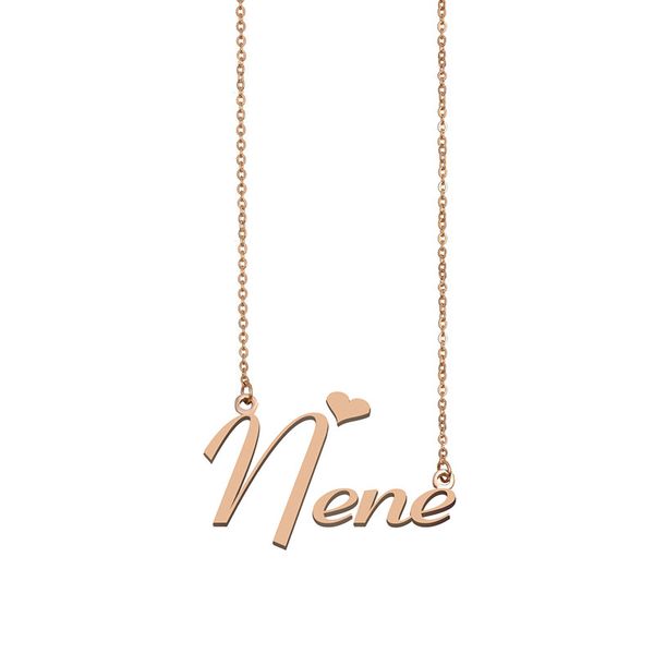 Collier nom Nene pendentif plaque signalétique personnalisé pour femmes filles cadeau d'anniversaire enfants meilleurs amis bijoux en acier inoxydable plaqué or 18 carats