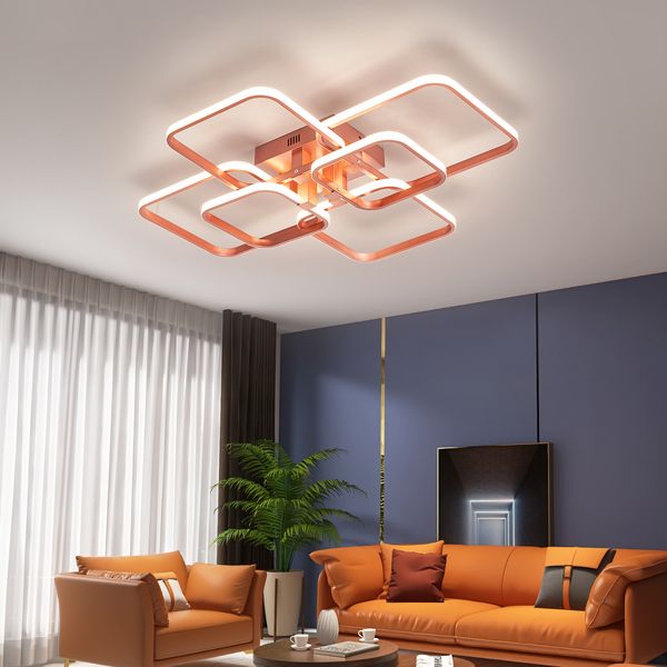 Chandelier LED moderne Neo Gleam pour chambre à coucher pour chambre à coucher Carridor Room d'étude des lustres de plafond intérieur peint en or rose peint