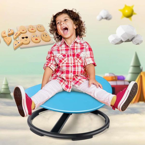 Neokaleido 2024 Chaise pivotante à capteur pour enfants, chaise rotative pour enfants australiens, petit espace, siège rotatif, base en métal, design antidérapant, bleu