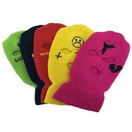 Neon Balaclava Threehole Skimasker Tactisch Masker Volgelaatsmasker Winterhoed Halloween Party Limited Borduren278z27743533356765