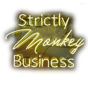 Neonlampen Borden Strikt oplichten Monkey Business Sign Iconische etalage Roze Esthetische Nachtkleurige Lamp