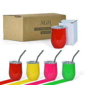 Neon kleuren wijn tumblers 3oz mini eierbekers 4colors herbruikbare tumbler roestvrij staal dubbele ommuurde koffiemokken 48 stcs/c 0430