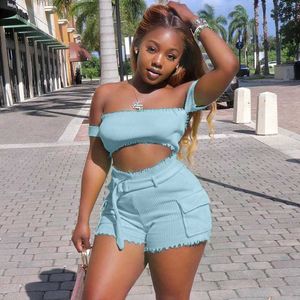 Neon Green Sexy Two Piece Set Women Shorts y Top Set Summer Club Outfits 2 PCS Sets para mujeres que combinan con sets streetwear y0702