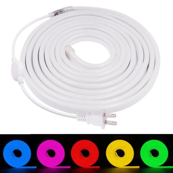 Bande lumineuse Led néon 220V 110V 120LED m 2835, lampe en forme de néon, blanc, rose, rouge, étanche, corde flexible, avec prise d'alimentation US EU UK 215u