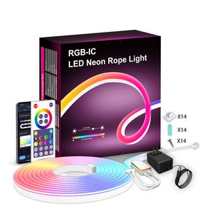 Bande lumineuse néon couleur de rêve, WIFI, Bluetooth, corde lumineuse à monter soi-même, 5m, 12V, synchronisation de la musique, contrôle par application, rétro-éclairage TV, jeu, salon, chambre à coucher, Bar, décor de fête