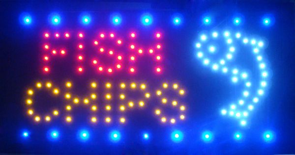 Luces de neón LED Chips de pescado animados Signo Clientes Letrero atractivo Tienda Tienda Sign 110V o 220V