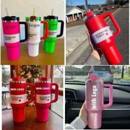 Neon Orange White Limited Edition Tazas H2.0 Winter Pink Cosmo CO CO COMANDO REFFLA DE FLAMINGO 40OZ CUPAS RED COPS TUMBLERS BOTTLES 0414