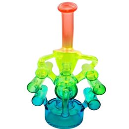 Neon Rainbow Water Recycler Bang en verre Radiant Oil Dab Rigs Percolator Heady Bubbler Pipe