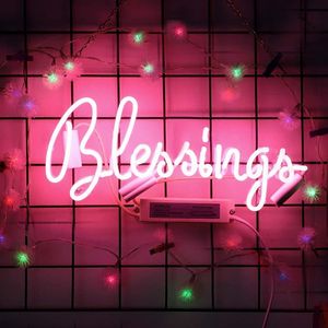 Neon Sign Blessings Amazing Incredible Excellent Work Hanging for Wall Bedroom Room Party 14 9X7 9 Pouces 2569