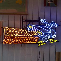 Enseigne au néon pour retour vers le futur voiture Tubes en verre Vintage lampe à bière lumière restante publicité LOGO personnalisé art fait à la main light2907