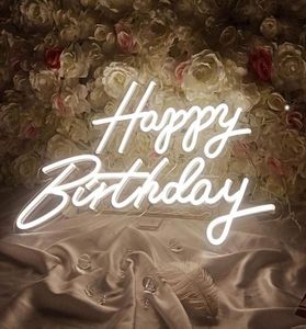 Signe néon Happy Birthday LED Light Custom Made Store Nom des signes néon pour Wall Bar Pub Club Home Restaurant Decor with Dimmable CON2252460