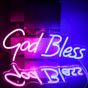 Neon teken LED Cross -vormig USB met schakelaar Wall Art Hanging Lamp voor Holiday Bar Wedding Party Club Home Room Decor 0415