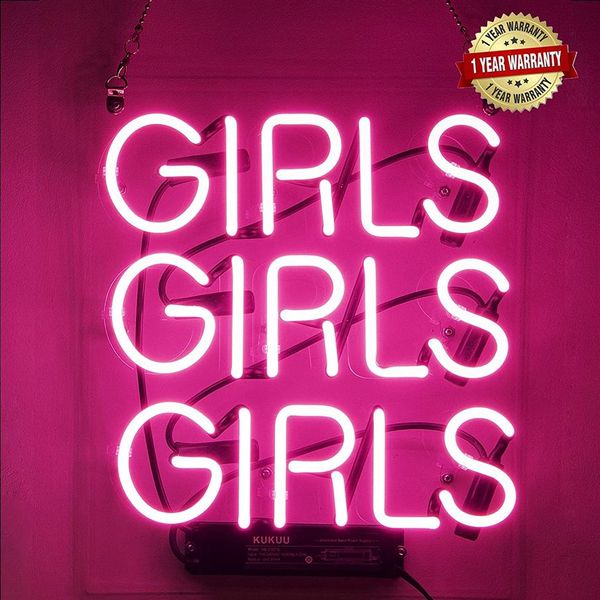 Letreros de neón Girl Girls Neon Wall Decor Light Sign Led para palabras de dormitorio Cool Art Neon Sign Cute 12x10 6 280Z