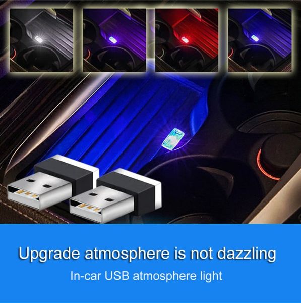 Luz de neón USB, luz de modelado LED, lámpara de ambiente, luz Interior portátil para coche, 7 colores, accesorios para coche