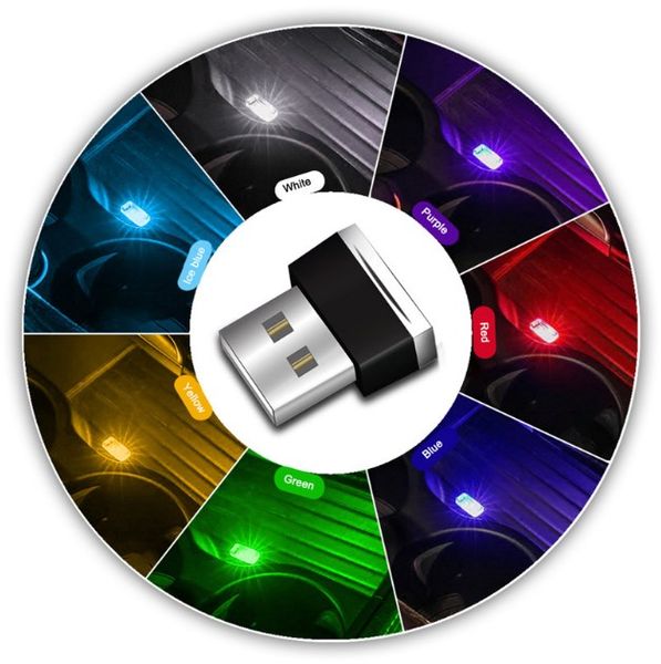 Luz LED de neón USB, luz de modelado, lámpara ambiental de ambiente, luz Interior portátil para coche, 7 colores, accesorios para coche 2773