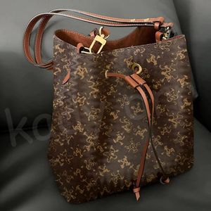 Neonoe emmer tas trakspanning metalen oogjes vrouwen leer klassieke bloem handtas hardware ritssluiting centrale platte pocket crossbody schoudertassen