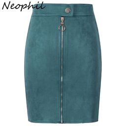 Neophil Vrouwen Suede Mini Potlood Rokken Vrouwelijke Vintage Stijl Zomer Front Rits Button Dames Korte Tutu Saia S1911 210619