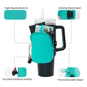 Sacs porte-gobelet pour bouteille d'eau en néoprène 40oz, 15 couleurs, Mini sac portable multifonction, pochette