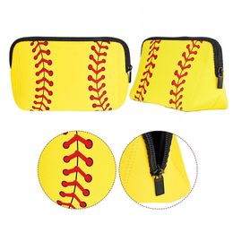 Sac à cosmétiques de Baseball en néoprène, sac de rangement de voyage Portable imprimé pour cadeaux de fête, cadeau d'anniversaire
