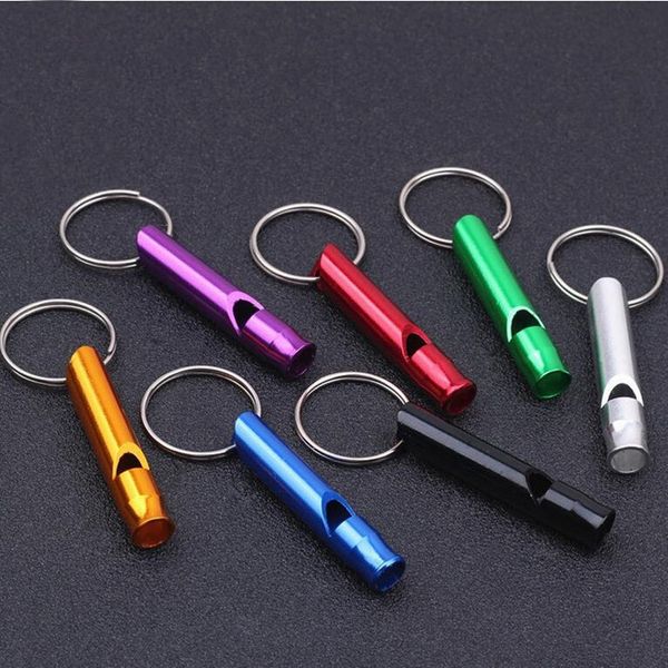 Gadgets extérieurs Aluminium Emergency Keychain Camping Randonnée Outdoor Sports Tools Multi-Function Training Whistle Sport Metal Moving Outdoors WLL850