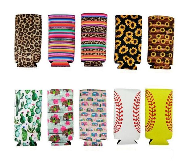 Néoprène Can Sleeves Sunflower Insulator Cooler Baseball Slim Can Holder Water Bottle Cups Covers Bottle Case Pouch 15 Designs DW5040