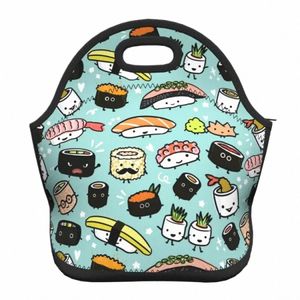 Néoprène Carto Japonais Soupchés à sushis Aliments Sacs à lunch isolés pour école Boîte à pique-nique Boîte à lunch thermique Femmes I5B7 #