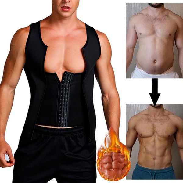 Chemise de piégeage de la chaleur en néoprène Sweat Body Shaper Vest Waist Trainer Effet Sauna Shapewear Compression Tank Top Ventre Cincher Ceinture Forme Homme