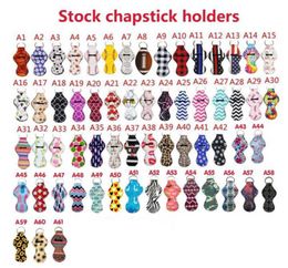 Neopreen Sleutelhanger Sport Gedrukt Chapstick Houder Leopard Sleutelhanger Wrap Lippenstift Houders Lip Cover Party Gunst Gift 61 Designs